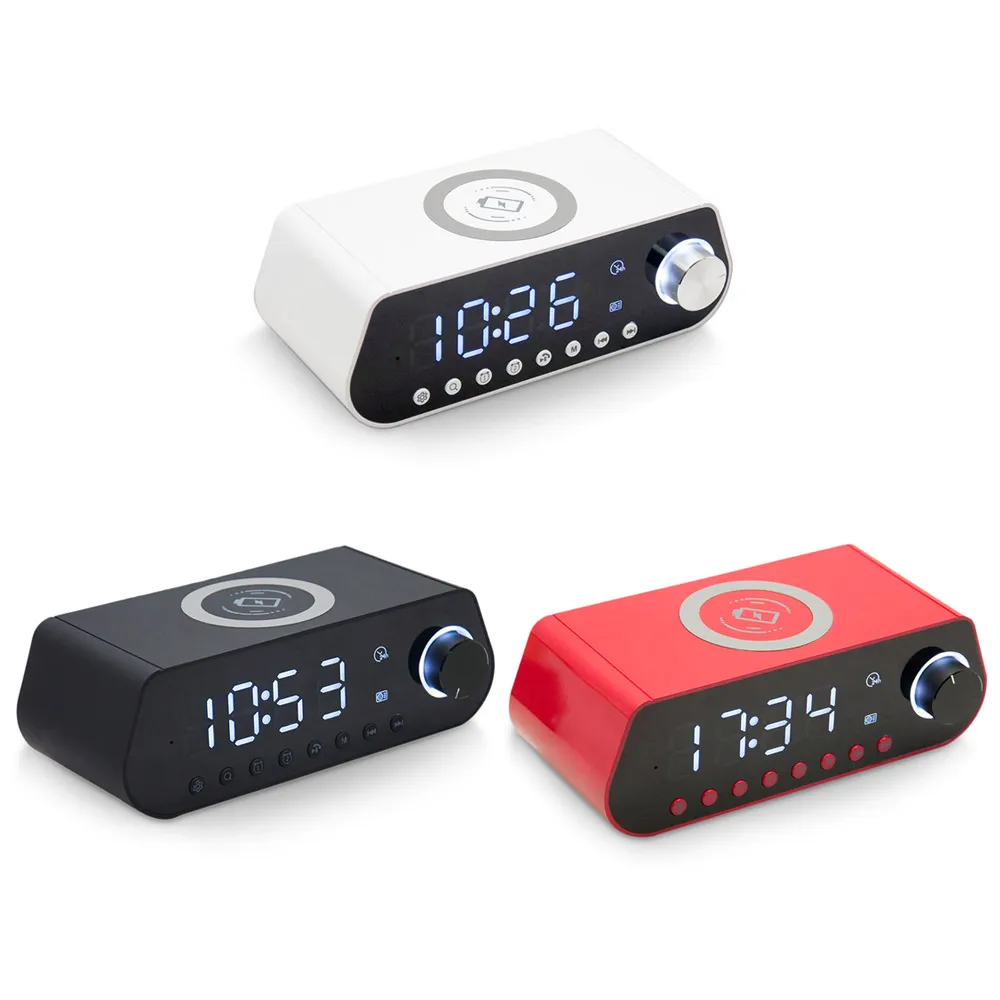 Портативный Многофункциональный Будильник Bluetooth динамик беспроводная функция зарядки регулируемый светодиодный дисплей fm-радио#2