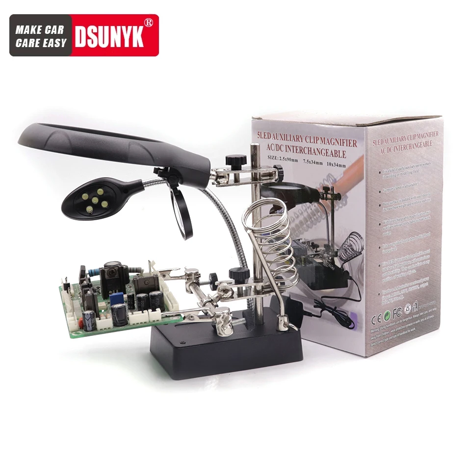 LED Light Illumination Auxiliary Bracket Magnifying Glass Desktop