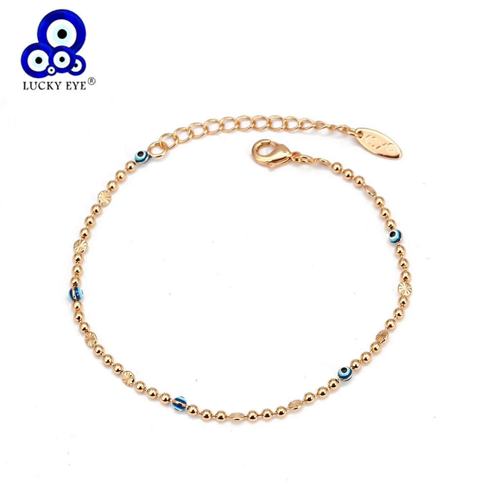 Lucky Eye Blue Turkish Evil Eye Anklet Gold Silver Color Bead Foot Chain Ankle Bracelet Adjustable for Women Girls Jewelry BD319 Lucky Eye Blue Turkish Evil Eye Anklet Gold Silver Color Bead Foot Chain Ankle Bracelet Adjustable for Women Girls Jewelry BD319