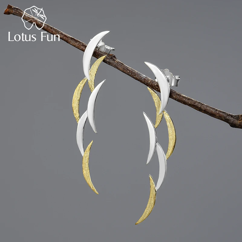 Fun pendientes colgantes de Luna creativos para mujer, joyería de diseño de Plata de Ley 925 auténtica, regalo|Pendientes| - AliExpress