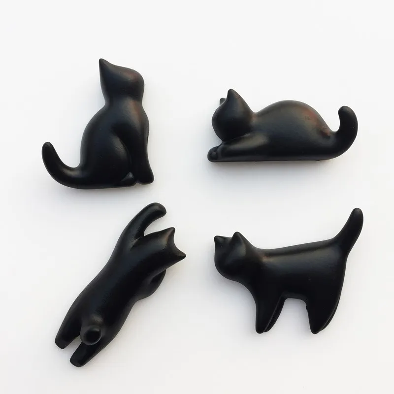 Японские Исцеляющие 3D абстрактные маленькие магниты черного кота милые животные