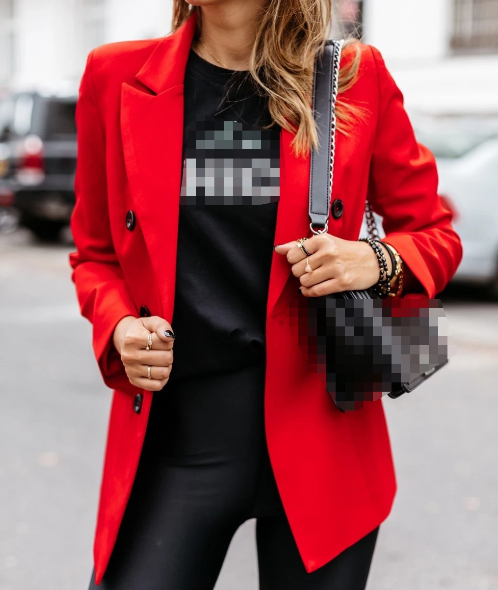 New Style for Autumn and Winter Solid Color Long Sleeve Double Row Button Suit Short Coat for Women blazers Jackets Outerwear