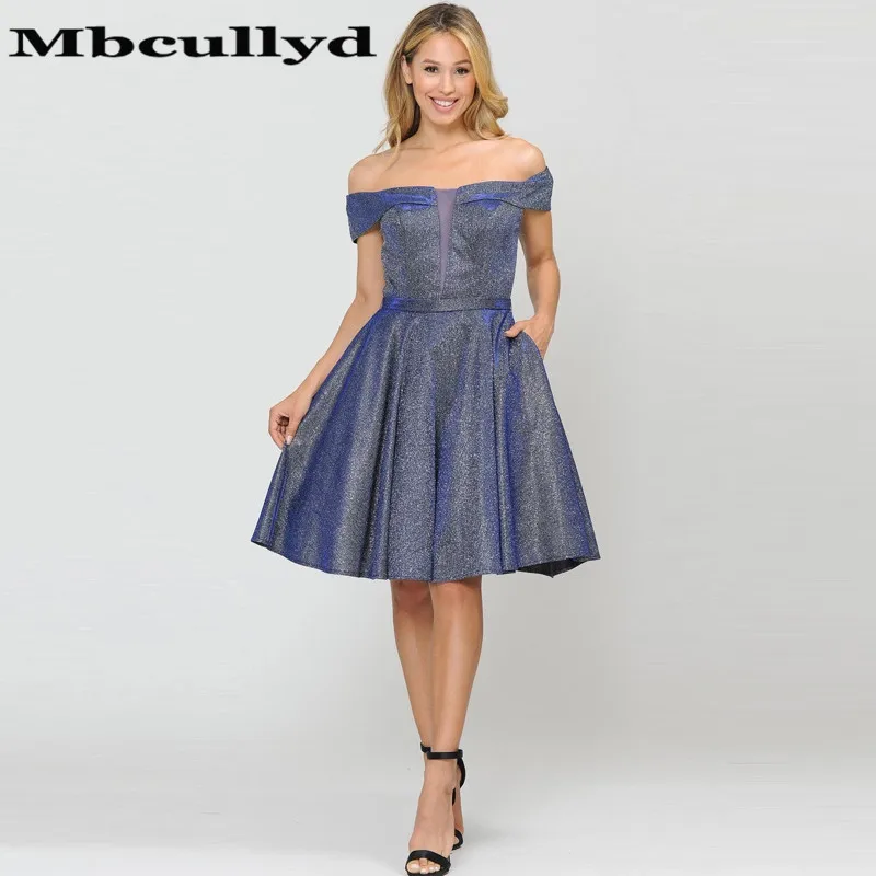 Mbcullyd Off Shoulder Short Prom Dresses For Women Newest Backless Cocktail Party Gowns A-line Knee Length robe de soiree