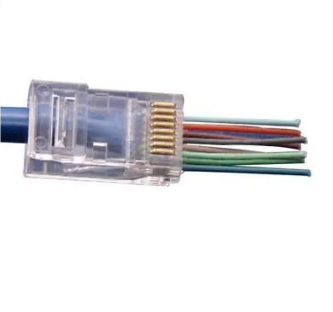 100 шт. RJ45 сетевой модульный разъем 8P8C CAT5e Кабельный разъем конец проходной через