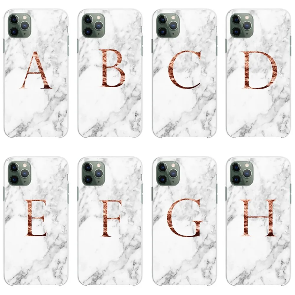 

luxury Custom name Letter Monogram rose marble Soft silicone case for iPhone 11Pro MAX 2019 Case For Samsung Galaxy A30 A50 A10
