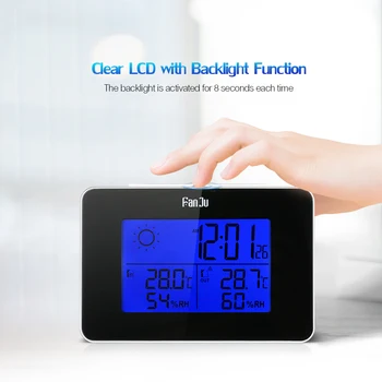 

New Wireless Digital Backlight LCD Weather Station Alarm Clock Indoor/Outdoor Thermometer Hygrometer Clock with Snooze Function