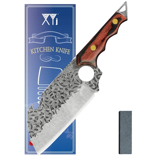 XYJ Full Tang 6.5 Inch Small Hunting Knife Meat Cleavers Slaughter Butcher Turkey Boning High Carbon Steel Knives With Whetstone 1