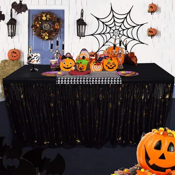 

183 x 78 cm Halloween Party Tulle Tutu Table Skirt 2 Layers DIY Tutu Tableware Tablecloth for Dinner Banquet Table Decorations