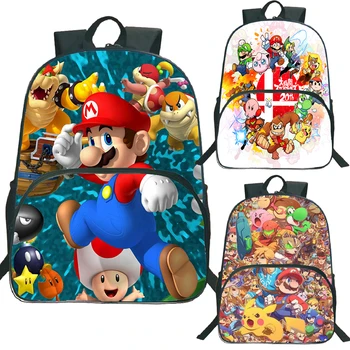 

16 Inch Mochila Children Super Mario Smash Bros School Bags Kids Cartoon Anime Print Large Primary Bookbags Boy Girl Backpack