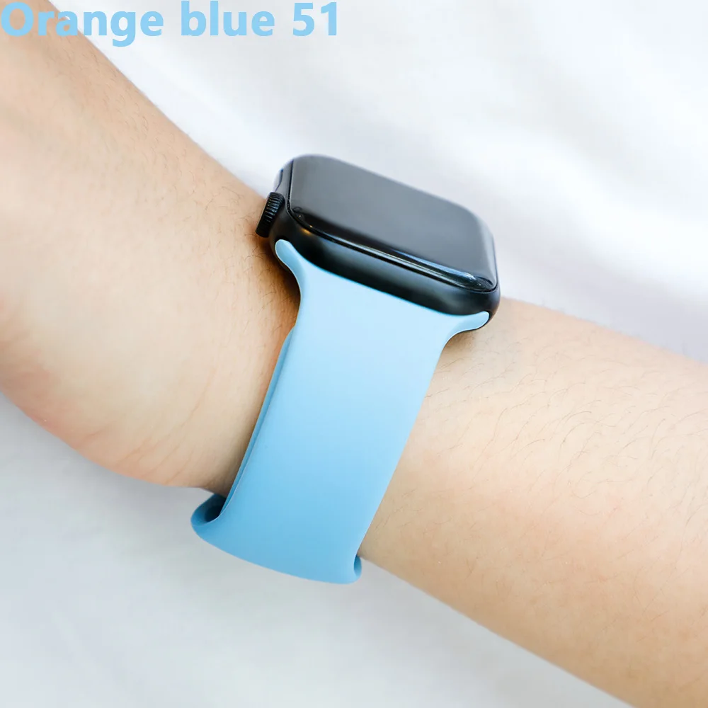 Orange blue 51 Ремешок для apple watch, ремешок для apple watch 5, 4, 3, iwatch, ремешок 42 мм, 44 мм, 38 мм, 40 мм, браслет Correa, силиконовый ремешок для часов, ремень, аксессуары - Цвет ремешка: Orange blue 51
