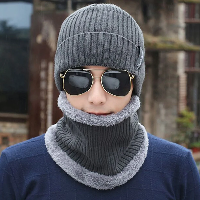 Зимние шапки для мужчин Skullies, шапка бини, зимняя шапка для мужчин и женщин, шерстяной шарф, шапка, набор s, Балаклава, маска, шапка, вязаная шапка