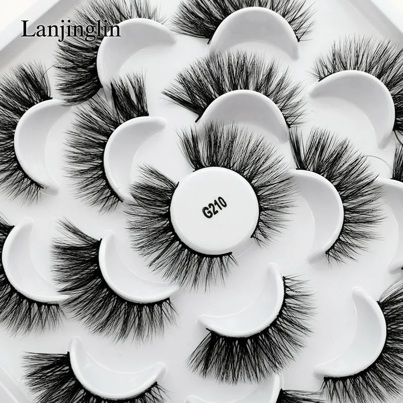 LANJINGLIN 100 пар 3d норковые искусственные ресницы натуральные длинные накладные ресницы для наращивания макияжа пушистые тонкие Накладные ресницы ручной работы