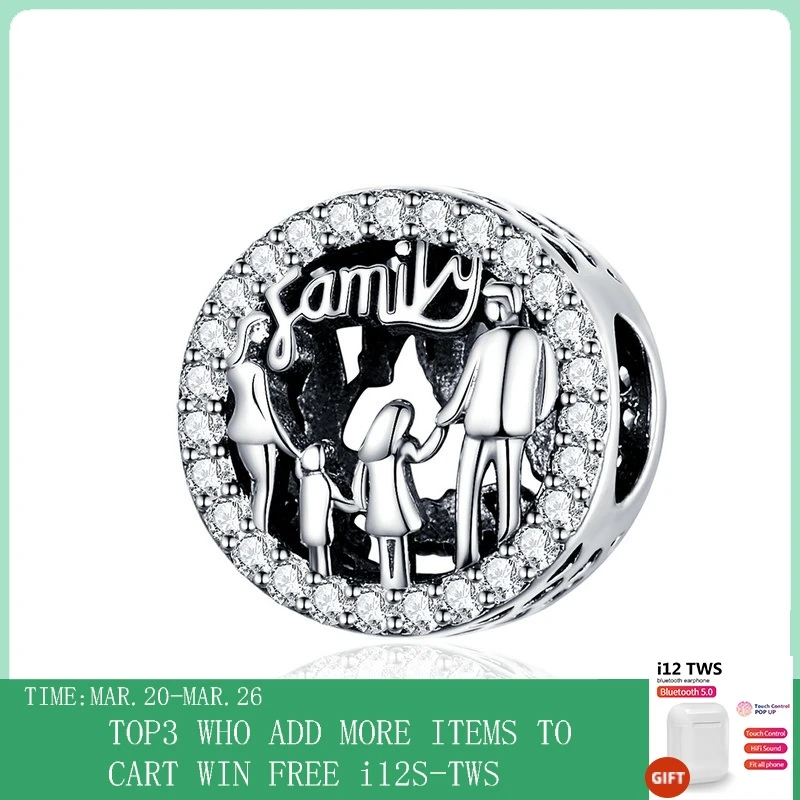 

CodeMonkey Family of Four Round Metal Beads 925 Sterling Silver Families Charm for Women Original Silver Bracelet Bangle CMC1184