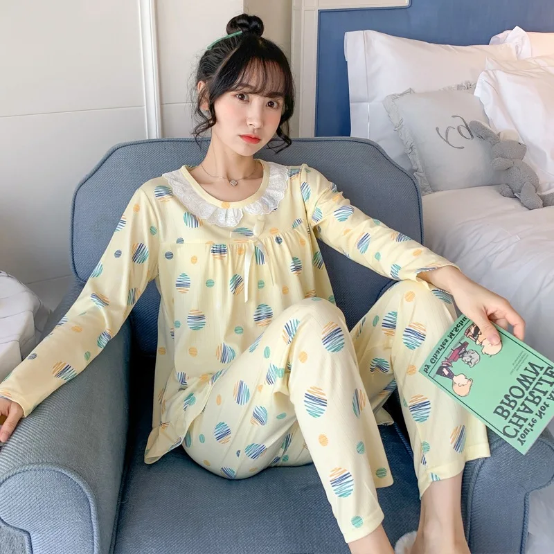 

Spring And Autumn Lace Women's Long Sleeve Pajamas Cute Princess Style Spring And Autumn Long Sleeve Pajamas Suit Tracksuit