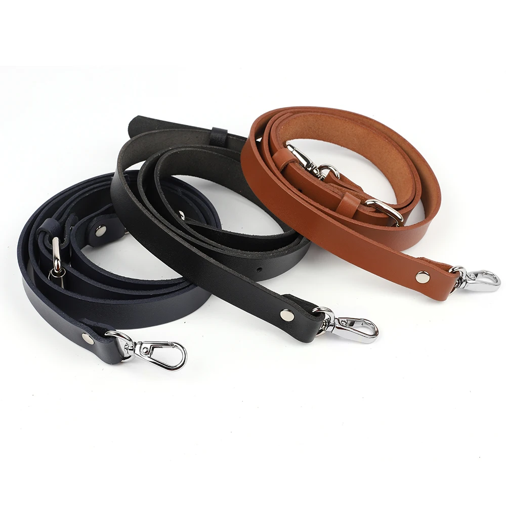 Genuine Leather Black Tan Blue Bags Strap Adjustable Replacement Crossbody Straps Sliver Hardware for Women DIY Bag Accessories