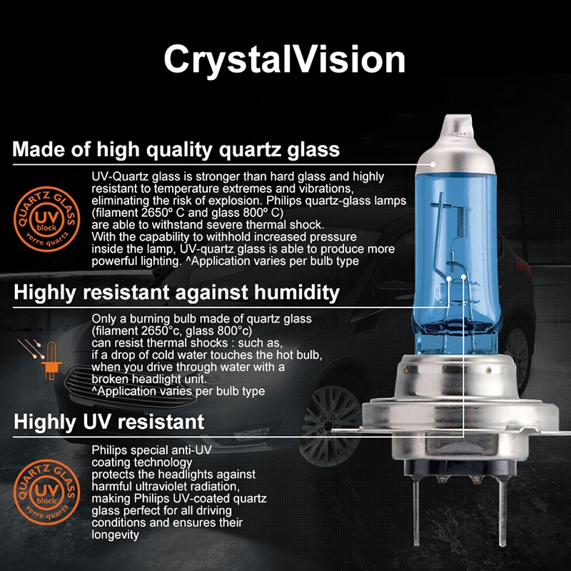 Philips h7 галогенный 55 Вт 12 В Crystal Vision 4300K яркий белый светильник, автомобильная лампа H7, головной светильник T10, подарок, оригинальные аксессуары для автомобиля, 2 шт