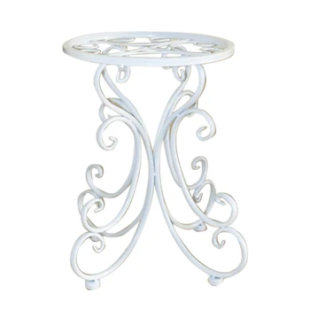 

Single Layer Wrought Iron Flower Stand Floor-Standing Flower Stand Balcony Living Room Plant Pot Shelf - White/Black /Bronze S