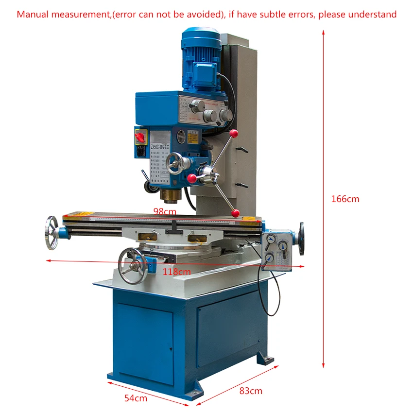 Vertical metal Milling Machine ZX50C Small Gear Drive Drilling And Milling Machine 220V/380V 40~1400 rpm (900x240mm) Workbench