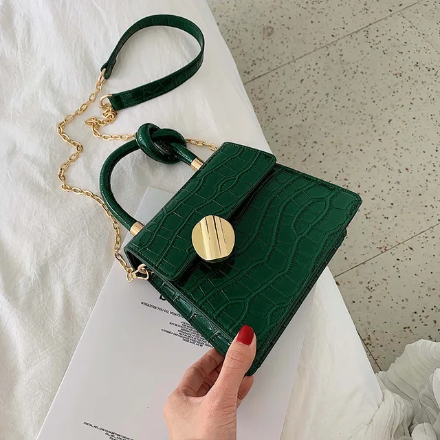 Кожаные сумки через плечо контрастного цвета для женщин, сумка для путешествий, модная простая сумка через плечо, женская сумка через плечо - Цвет: Green Big
