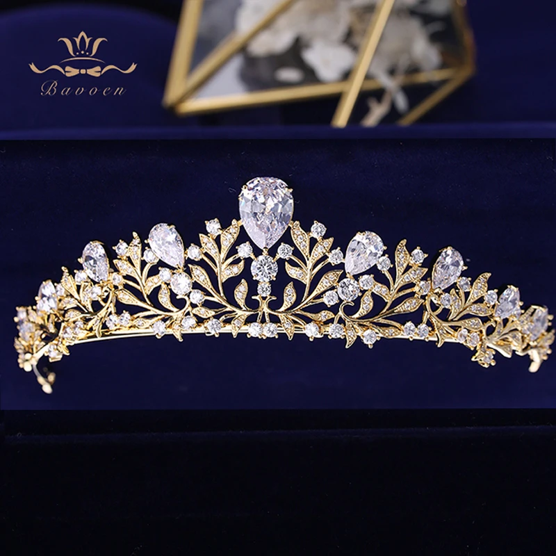 Corona De Boda Dorada, Tiaras De Novia De Cristal, Accesorios Para El