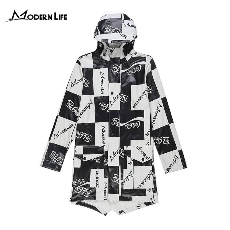 Style A Модный водонепроницаемый длинный плащ, Мужская дождевик, Лоскутная клетчатая куртка Для Путешествий, Походов, непромокаемая Женская куртка, дождевик LZG052 - Цвет: Style A