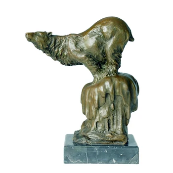 

Bronze Polar Sea Bear Statue Sculpture White Bear Animal Statuette for Home Indoor Decor