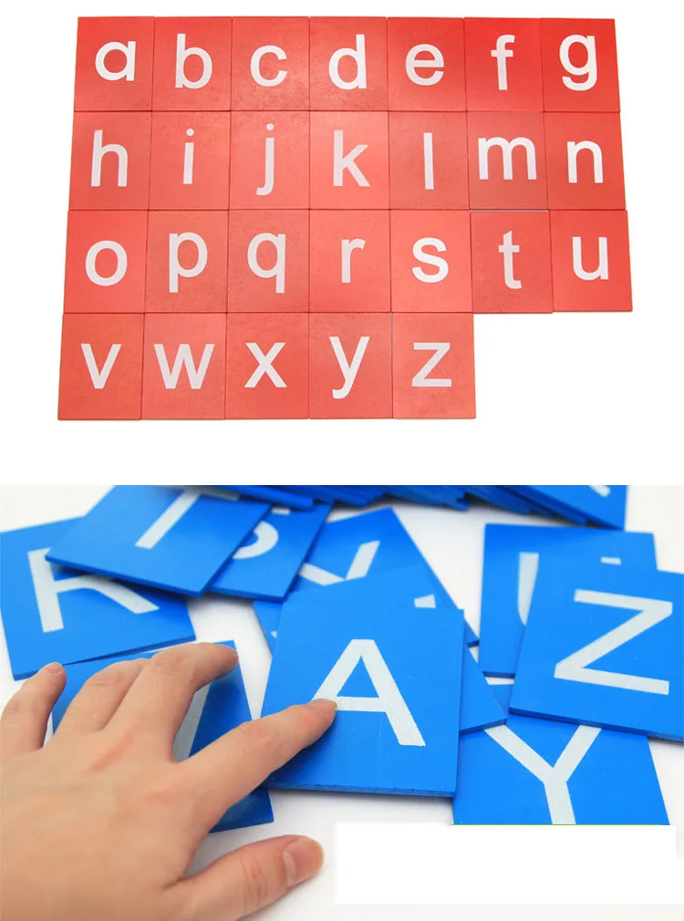 Монте Монтессори детский сад Раннее Образование Развивающие игрушки красный и синий английский песок Алфавит пиньин