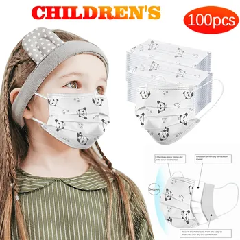 

Children's Mask Panda Pattern Comfortable And Breathable Disposable Mask Dustproof And Pollution-proof Cotton Mask 100pc