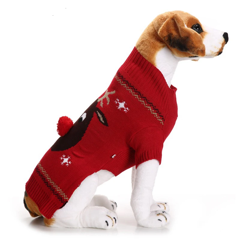 Benepaw Warm Knitted Dog Christmas Sweater Winter Cartoon Reindeer Chihuahua Pet Clothes For Small Medium Dogs Clothing