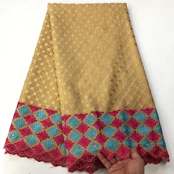 

African 100% Cotton Swiss Voile Lace Fabric High Quality African Swiss Voile Lace In Switzerland For Wedding Party Dress RV-895