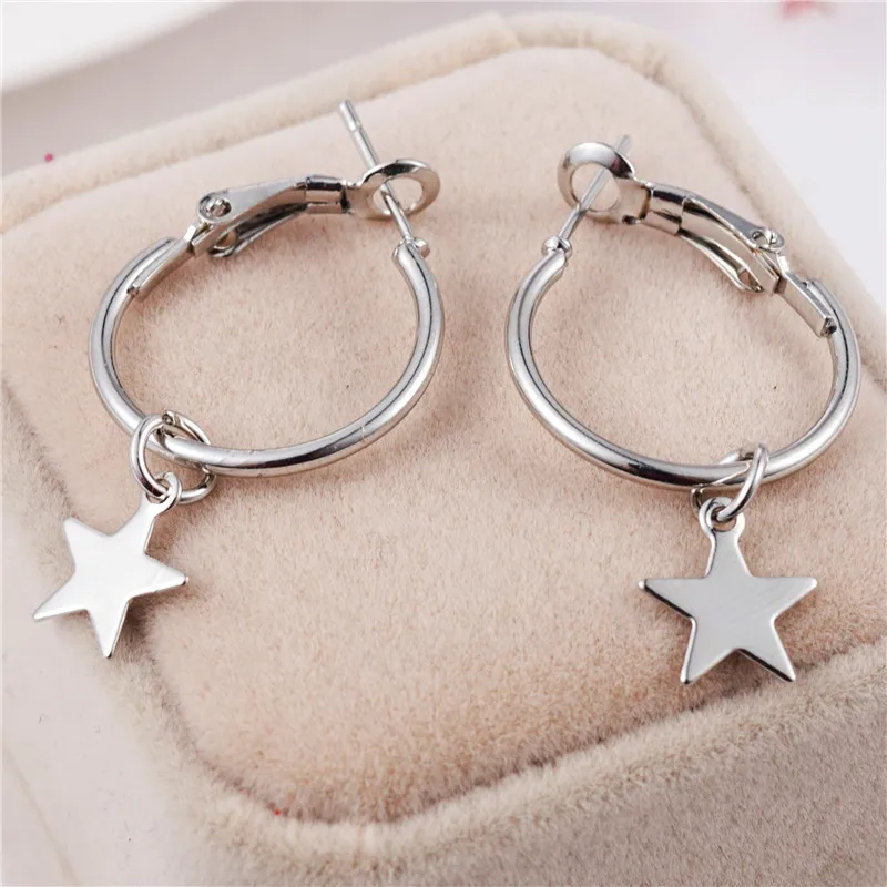 

New Fashion Simple White Gold Color Star Tassel Drop Dangle Earrings for Women Earrings Personality statement earrings
