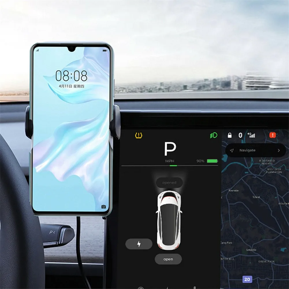 1X2 в 1 Автомобильное центральное управление держатель с зажимами для Tesla Model 3 Y