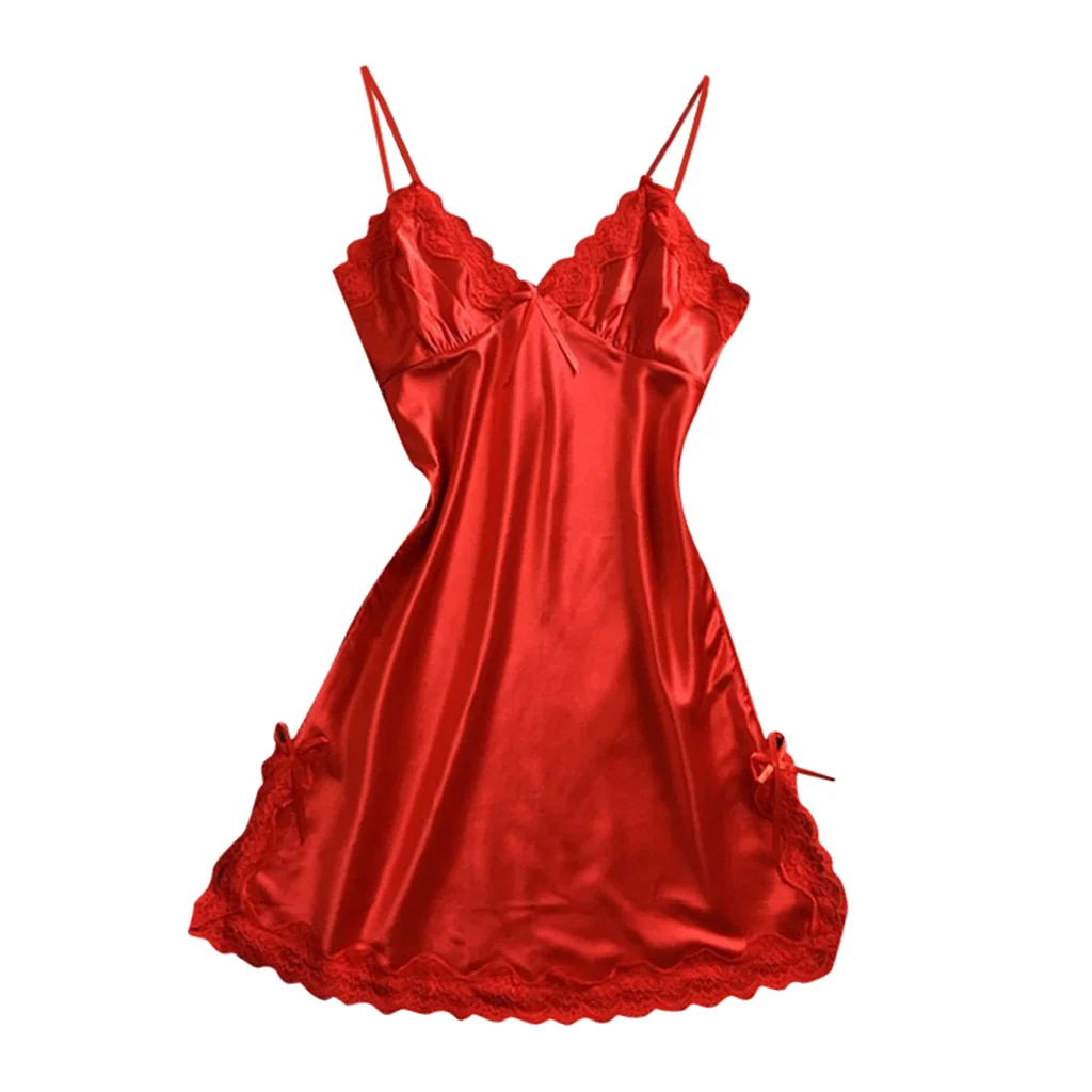 Women's Sexy Sleeping Wear Nightwear for Wedding Party Bridal Shower Red Color sleep Dress