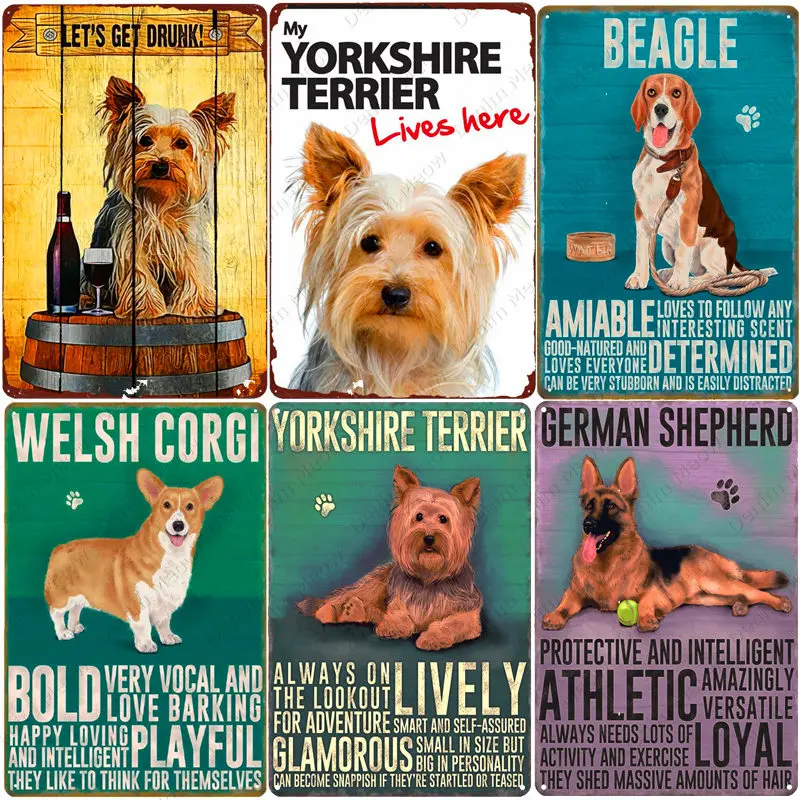 Tanio Vintage Pet tablica Yorkshire Terrier metalowy znak blaszany Pub sklep