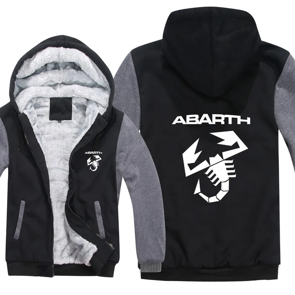Abarth толстовки Мужская куртка зимняя высококачественная мужская повседневная шерстяная подкладка флисовая Abarth мужские толстовки с капюшоном