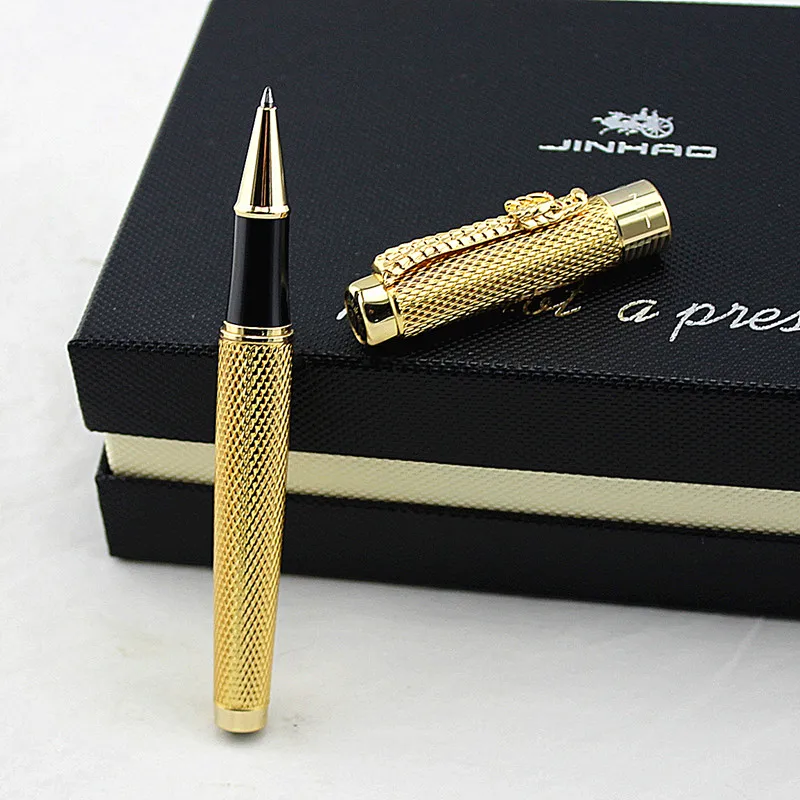 Jinhao 1200, винтажная Роскошная Ручка-роллер, красивая пульсация с драконом, благородная золотая металлическая ручка для резьбы, коллекция ручек