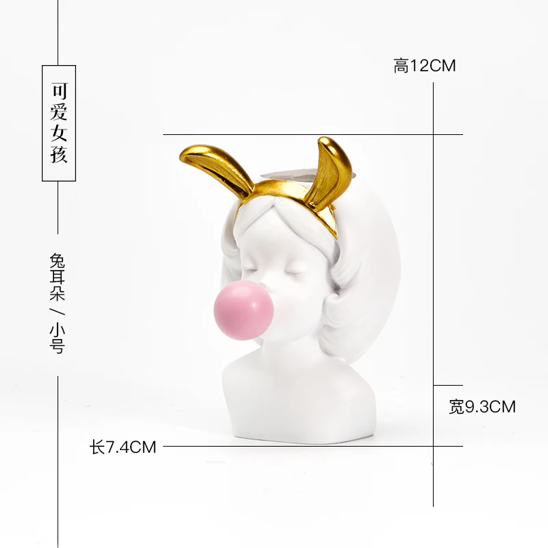 Creative Nordic style Resin vase Cute girl bubble gum Decorative smal flower pot modern lovely Art decoration Flower arrangement (8)