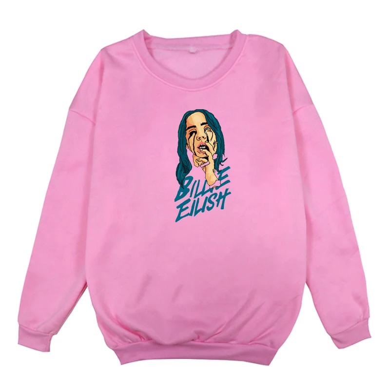В стиле «хип-хоп» Billie Eilish толстовки Харадзюку Для женщин розовый Костюмы уличная Толстовка Зимняя Одежда для девочек Moletom Masculino - Цвет: 16