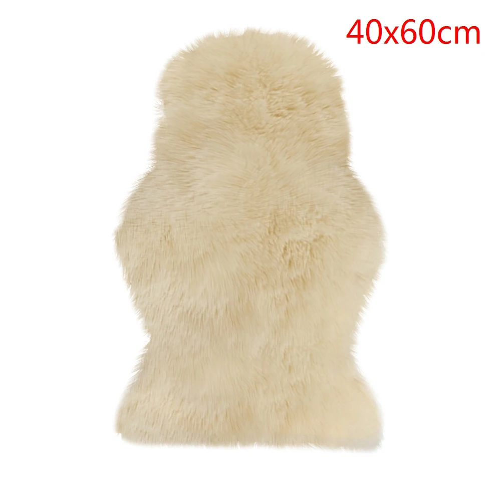 40x60cm beige Мех искусственный овчина ковер моющееся сиденье коврик пушистые ковры шерсть мягкие теплые ковры для гостиной - Цвет: 40x60cm beige