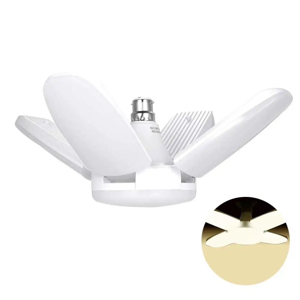 B22 60W 2835LED светильник для гаража с 4 регулируемыми панелями складной светильник для гаража AC120V-265V IP54 6000K 3000K светильник для дома - Цвет: Warm White 3000K