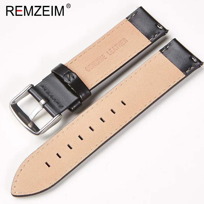 New Genuine Leather Watchband 18mm 20mm 22mm Black Brown Red Cowhide Watch Band Quick Release Strap Watch Accessories