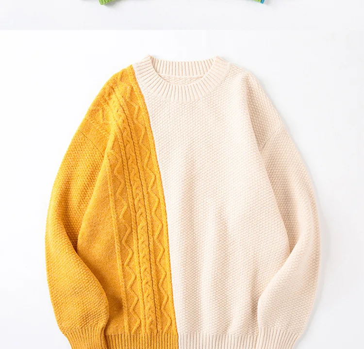 Pullover Couple Stitching Loose Sweater - Image 3