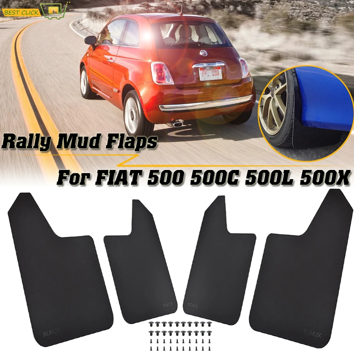 FIAT 595 ABARTH UNIVERSAL CAR CARPET FLOOR MATS RED TRIM SET OF 4