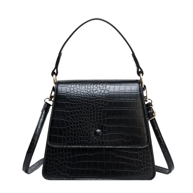 

Fashion Ladies Shoulder Bag Square Female High Quality Postman Bag Crocodile Pattern Women Solid Color Handbag Black Green