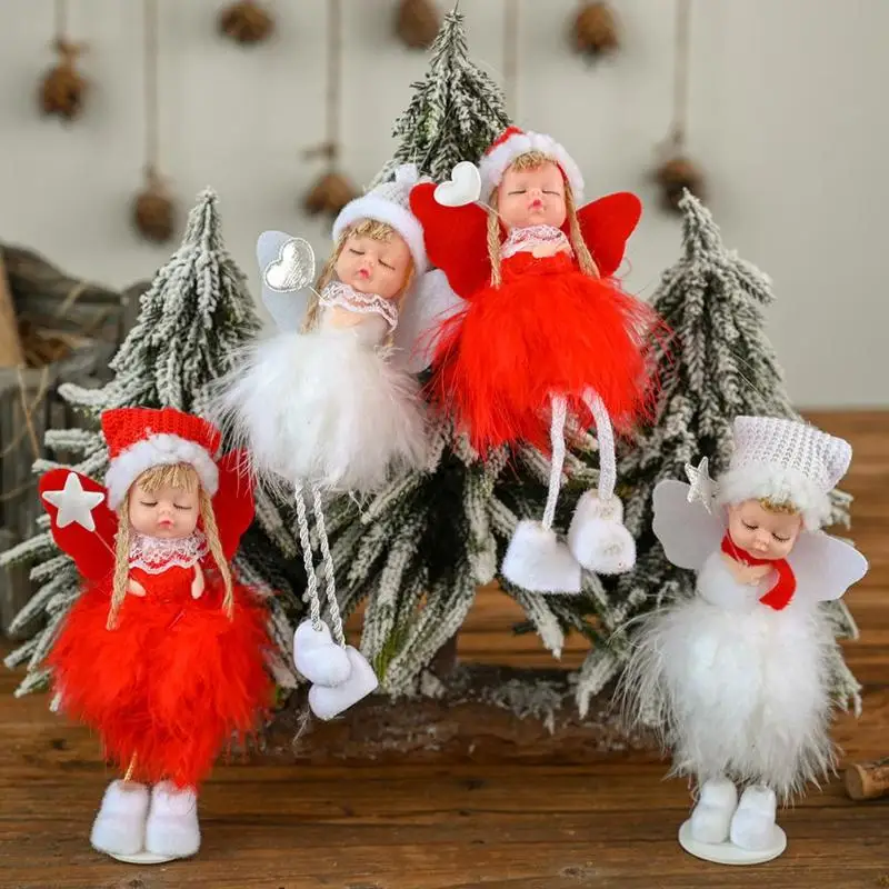 Рождественский Декор, плюшевый ангел, очаровательный ребенок, милая кукла, подарок, Рождественская елка, Подвесные Игрушки для девочек, эльф на полке, одежда