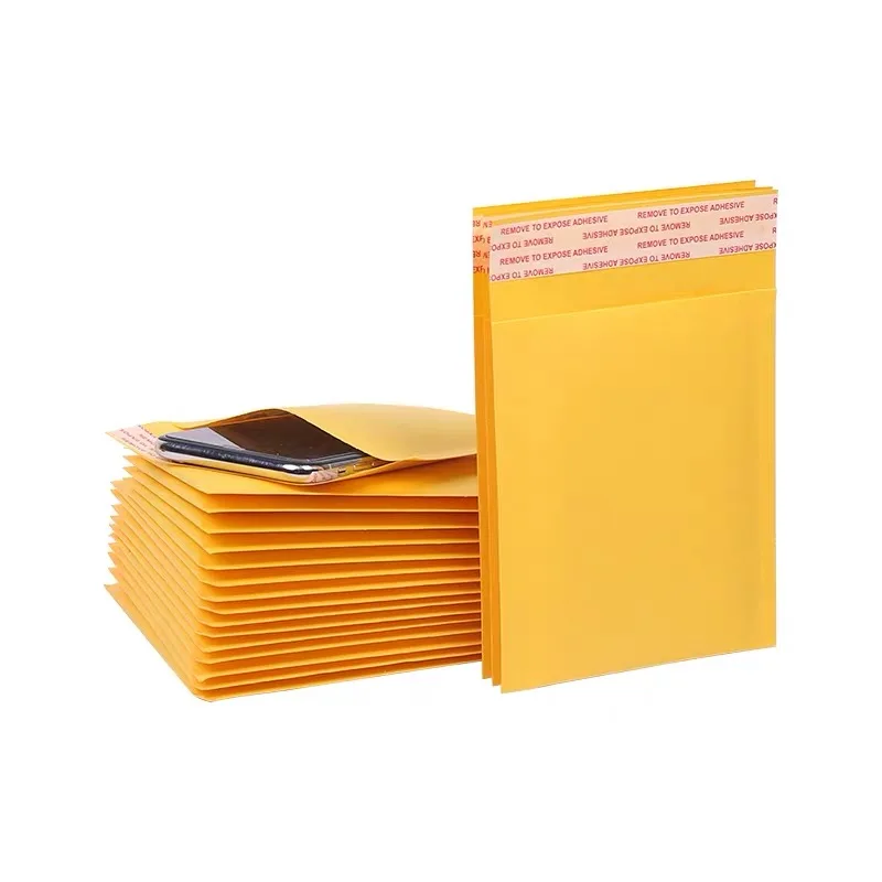 10PCS Yellow Kraft Paper Bubble Envelopes Bags Padded Mailers Shipping Envelope With Bubble Packaging Bags Courier Storage