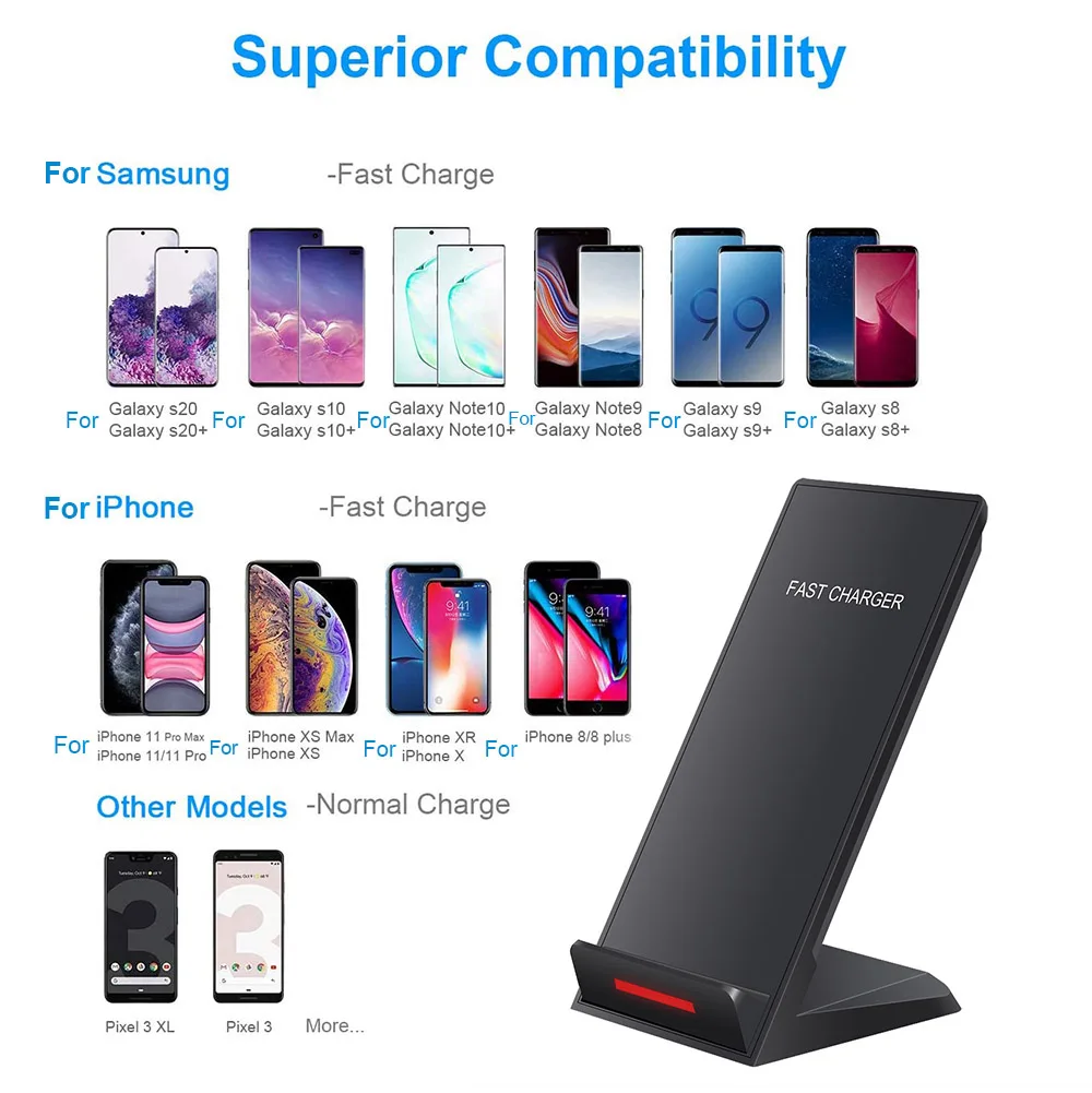 Беспроводное зарядное устройство DCAE 15 Вт подставка для iPhone SE 2 11 Pro Max XS XR X 8 USB C Qi