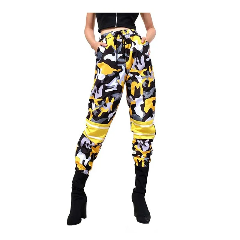 Women Oversized Camo Pants Loose Streetwear Yellow Camouflage Pantalon Pencil Hip Hop Joggers Trousers New Female Harem Pants