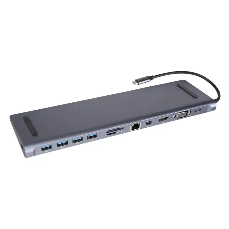 

11 in 1 Type-C HUB Converter USB3.0 Card Reader LAN DP VGA HDVI Adapter