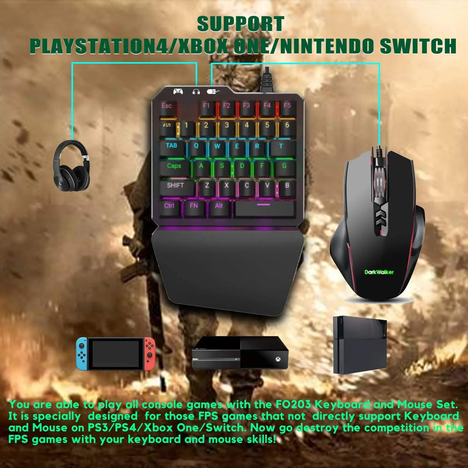 Комбинированный конвертер клавиатуры и мыши iFYOO встроенный для ПК/Nintendo Switch/Xbox
